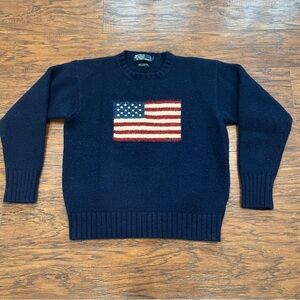 Polo Ralph Lauren American Flag Navy Lambswool Sweater Women’s Large